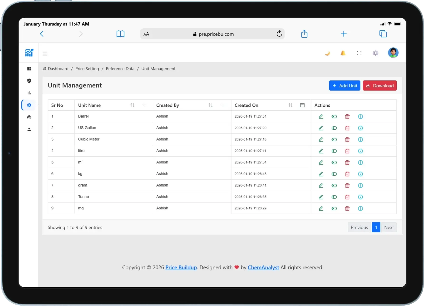 pricebu-unit-management